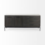 Divina Black-Brown Wood w/ White Marble Top and Black Metal Base Sideboard from Mercana - Luna Furniture