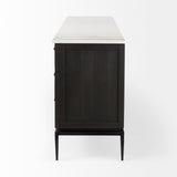 Divina Black-Brown Wood w/ White Marble Top and Black Metal Base Sideboard from Mercana - Luna Furniture