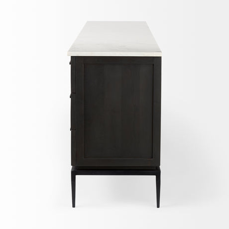 Divina Black-Brown Wood w/ White Marble Top and Black Metal Base Sideboard from Mercana - Luna Furniture