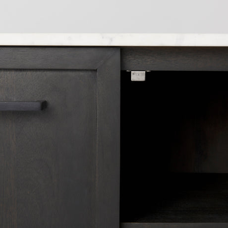 Divina Black-Brown Wood w/ White Marble Top and Black Metal Base Sideboard from Mercana - Luna Furniture