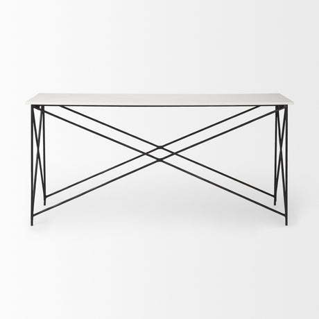 Lorlei Marble Top w/ Gray Iron Base Console Table from Mercana - Luna Furniture