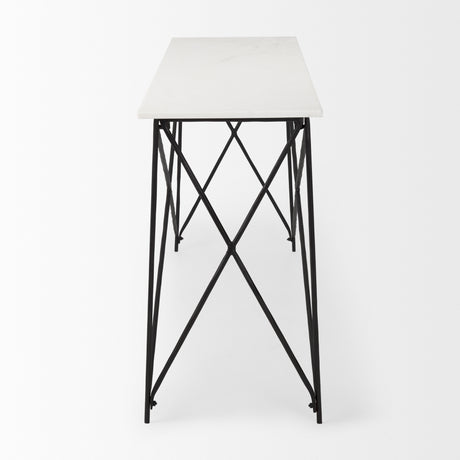 Lorlei Marble Top w/ Gray Iron Base Console Table from Mercana - Luna Furniture
