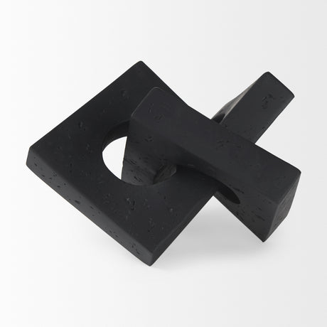 Linx Small Matte Black Resin Sculpture Decorative Object from Mercana - Luna Furniture