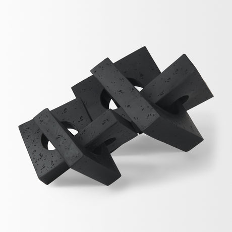 Linx Small Matte Black Resin Sculpture Decorative Object from Mercana - Luna Furniture