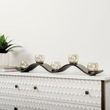 Lux Copper Metal Five Hurricane Glass Holder Table Candle Holder from Mercana - Luna Furniture