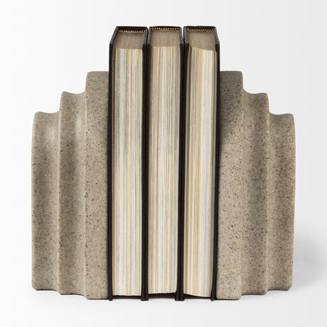 Empire Sandstone Resin Arc Book End Set from Mercana - Luna Furniture