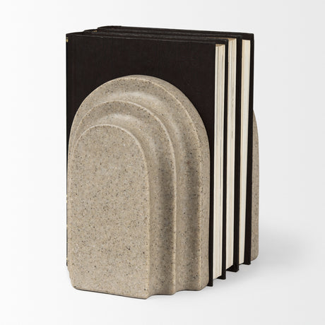 Empire Sandstone Resin Arc Book End Set from Mercana - Luna Furniture