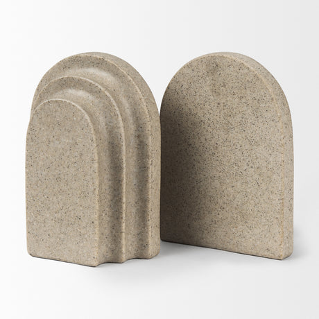 Empire Sandstone Resin Arc Book End Set from Mercana - Luna Furniture