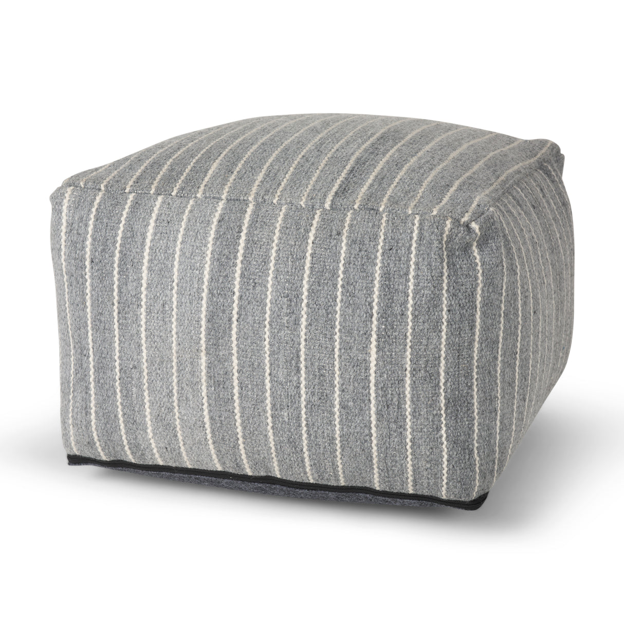 Kensie Large Blue Striped Pouf from Mercana - Luna Furniture