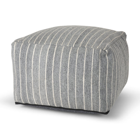 Kensie Large Blue Striped Pouf from Mercana - Luna Furniture