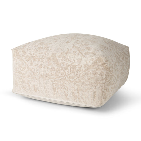Khloe Large Cream Pouf from Mercana - Luna Furniture