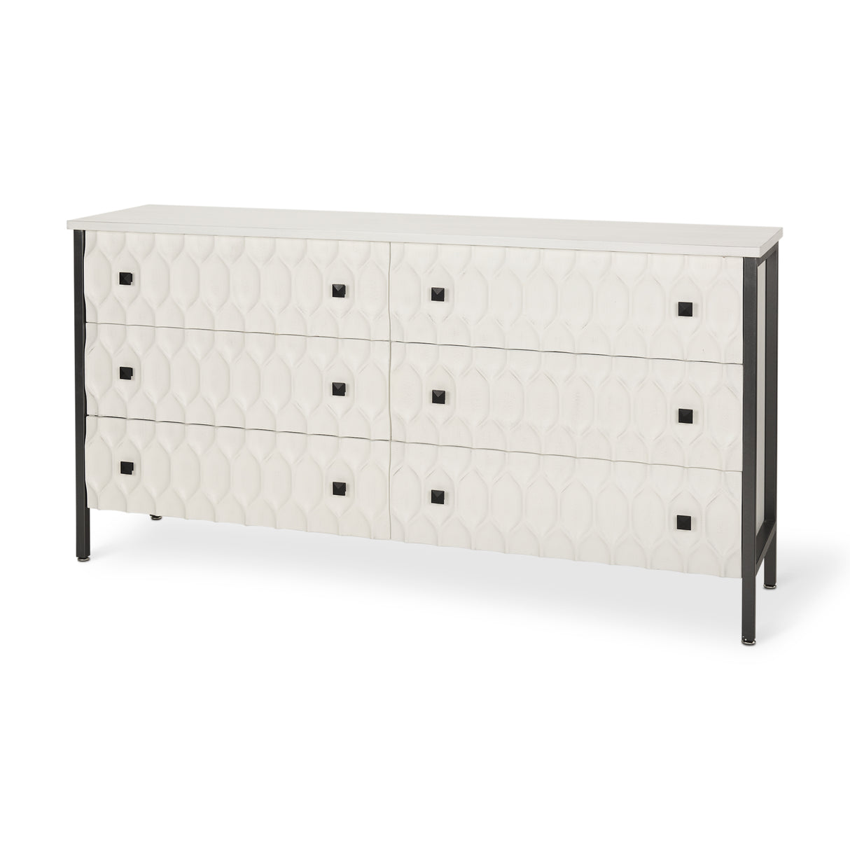 Savannah White Fir Veneer w/ Gray Metal 6-Drawer Sideboard from Mercana - Luna Furniture