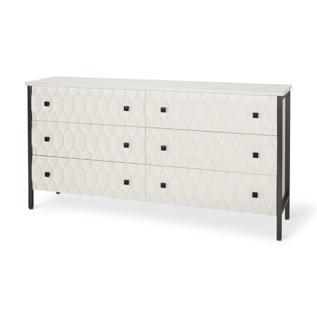 Savannah White Fir Veneer w/ Gray Metal 6-Drawer Sideboard from Mercana - Luna Furniture
