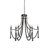 Selma Black Wood Bead and Metal Chandelier from Mercana - Luna Furniture