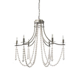 Selma White Wood Bead and Metal Chandelier from Mercana - Luna Furniture