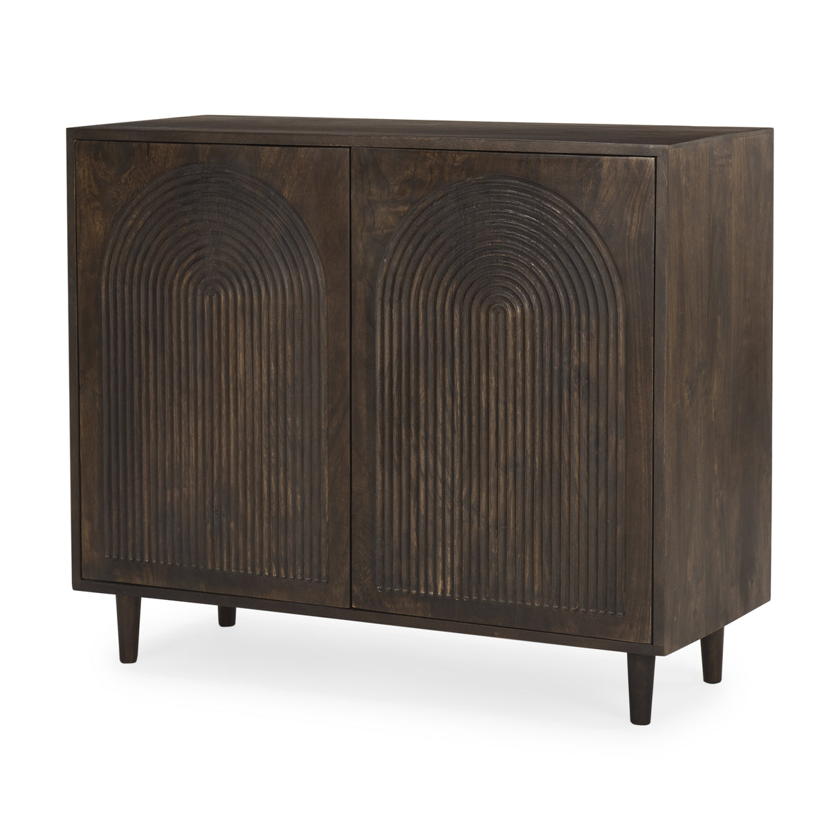 Tucker Dark Brown Wood w/ Carved Arch Pattern 2 Door Cabinet from Mercana - Luna Furniture