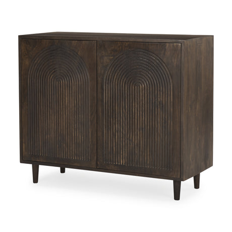 Tucker Dark Brown Wood w/ Carved Arch Pattern 2 Door Cabinet from Mercana - Luna Furniture