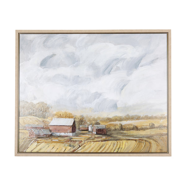 Farmland view  I by Mercana Studio a Hand Embellished Textured Framed Canvas