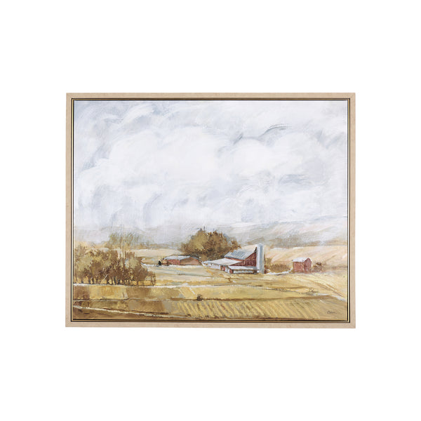 Farmland view II by Mercana Studio a Hand Embellished Textured Framed Canvas
