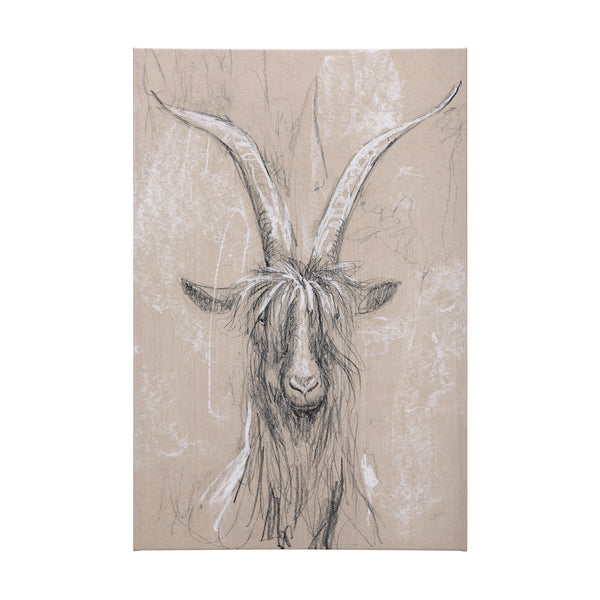 Sketch of animal V (Goat) by Mercana Studio a Hand Embellished Textured Canvas