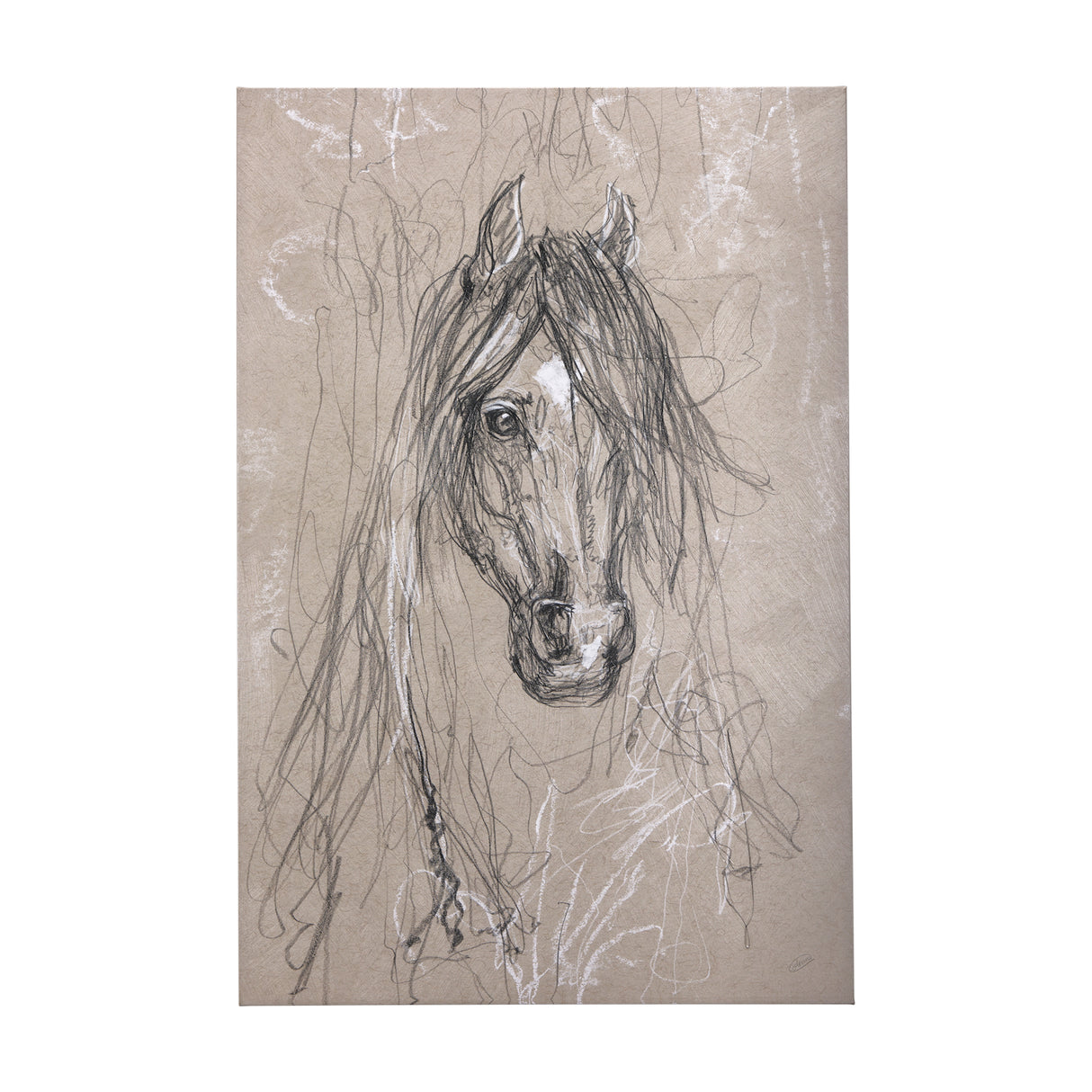 Sketch of animal VII (Horse) by Mercana Studio a Hand Embellished Textured Canvas from Mercana - Luna Furniture
