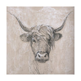 Sketch of animal VIII (Highland bull) by Mercana Studio a Hand Embellished Textured Canvas from Mercana - Luna Furniture