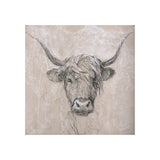 Sketch of animal VIII (Highland bull) by Mercana Studio a Hand Embellished Textured Canvas from Mercana - Luna Furniture