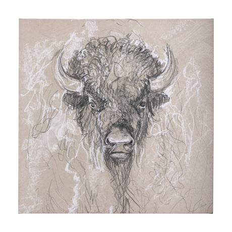 Sketch of animal IX (Bison) by Mercana Studio a Hand Embellished Textured Canvas from Mercana - Luna Furniture