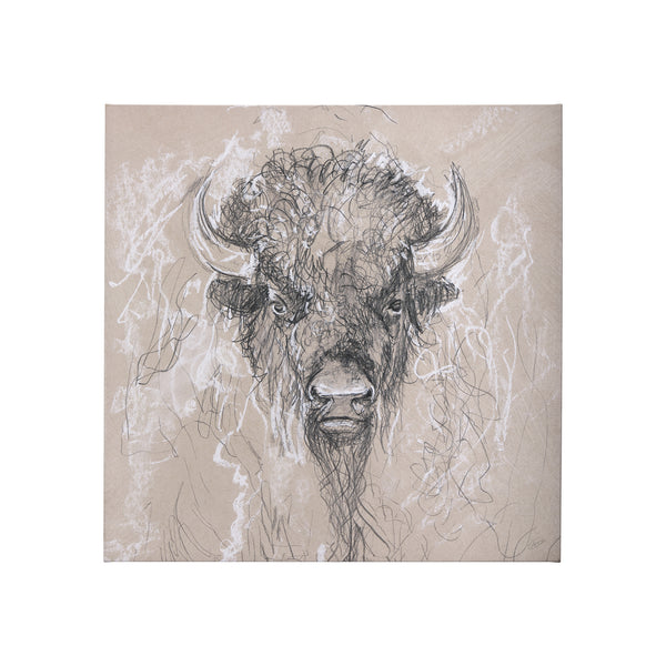 Sketch of animal IX (Bison) by Mercana Studio a Hand Embellished Textured Canvas