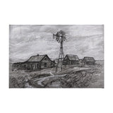 Farm view sketch I by Mercana Studio a Hand Embellished Textured Canvas from Mercana - Luna Furniture