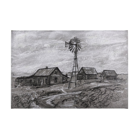 Farm view sketch I by Mercana Studio a Hand Embellished Textured Canvas from Mercana - Luna Furniture