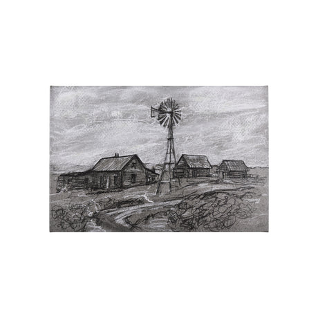 Farm view sketch I by Mercana Studio a Hand Embellished Textured Canvas from Mercana - Luna Furniture