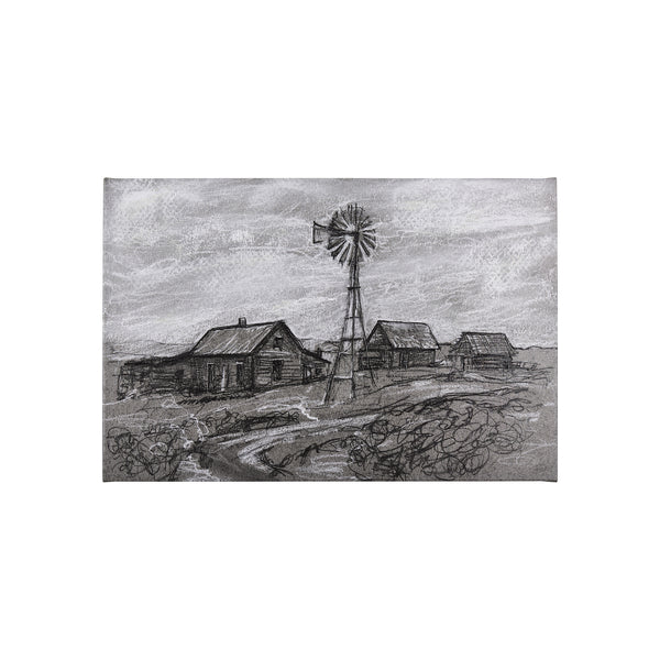 Farm view sketch I by Mercana Studio a Hand Embellished Textured Canvas
