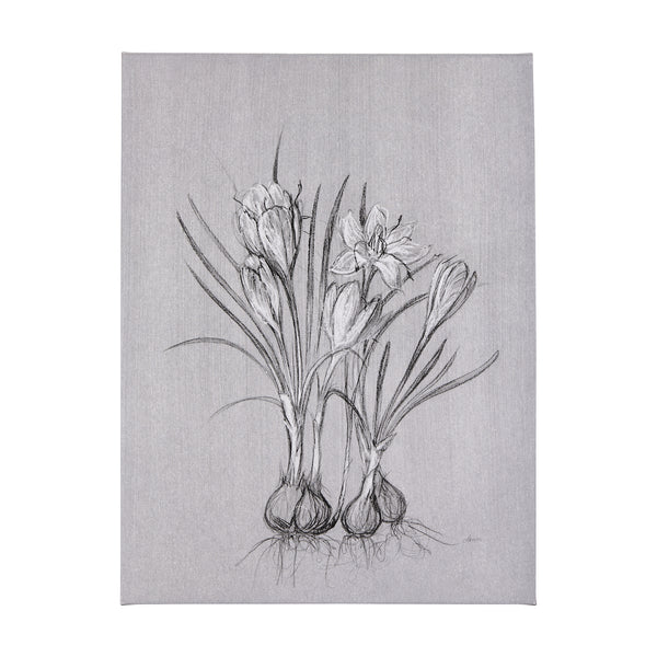 Botanical sketches V (Grey) by Mercana Studio a Hand Embellished Textured Canvas