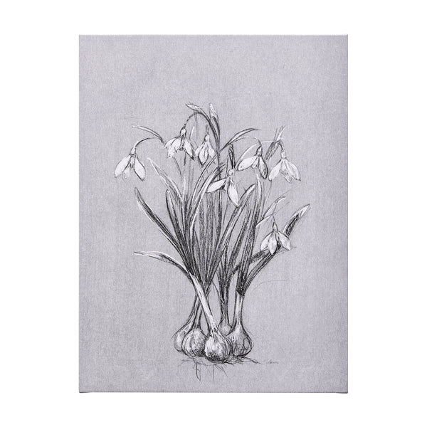 Botanical sketches VI (Grey) by Mercana Studio a Hand Embellished Textured Canvas