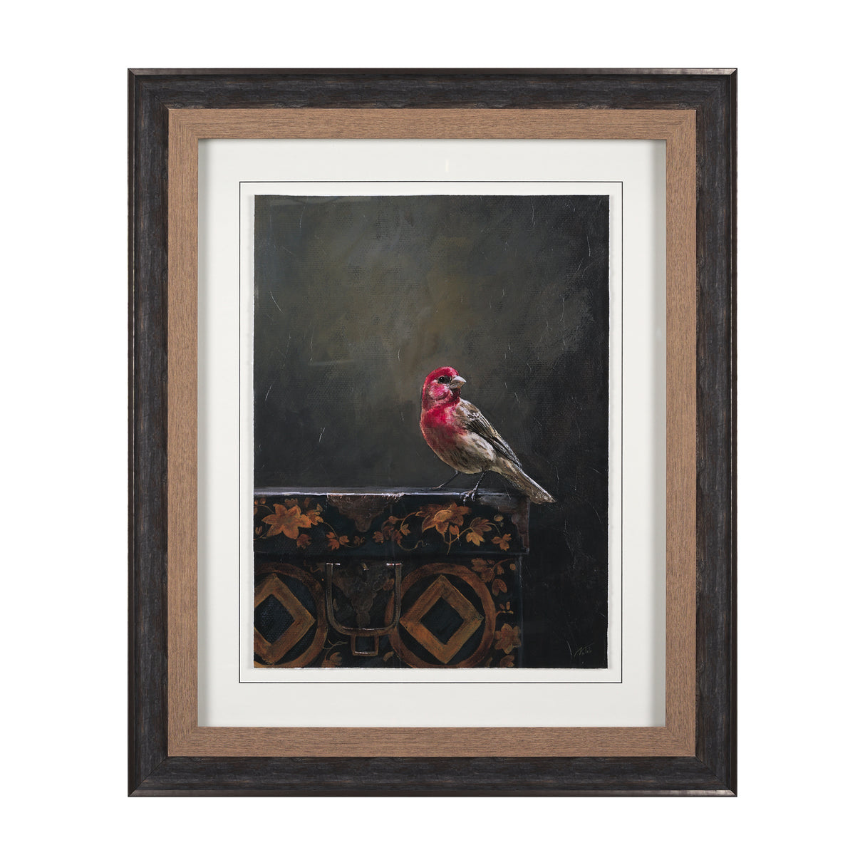 Graceful Poise I (House Finch) by Mercana Studio a Hand Embellished Framed Art Print Matted under Gl from Mercana - Luna Furniture