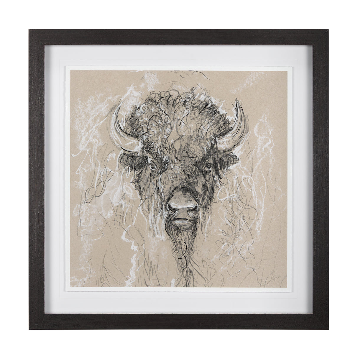 Sketch of Animal IX (Bison) by Mercana Studio Hand Embellished Framed Art Print Matted under Glass from Mercana - Luna Furniture
