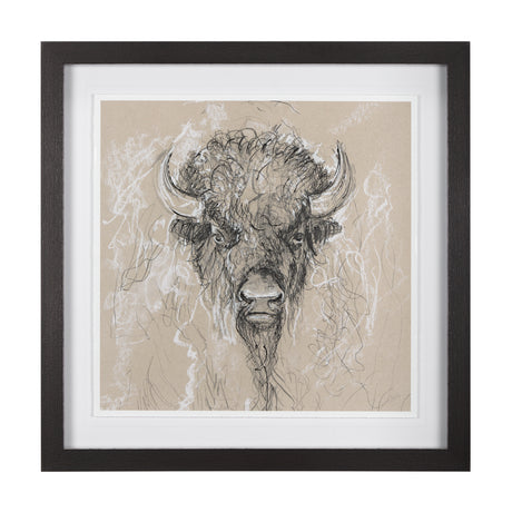 Sketch of Animal IX (Bison) by Mercana Studio Hand Embellished Framed Art Print Matted under Glass from Mercana - Luna Furniture