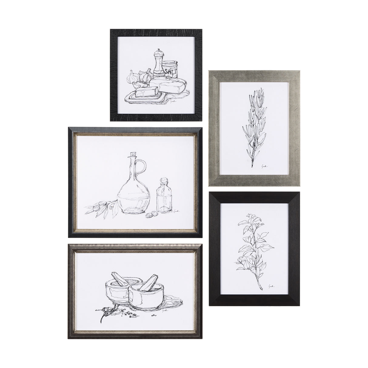 Herb Sketch I ,II by Mercana Studio a Hand Embellished Textured Framed Art Print from Mercana - Luna Furniture