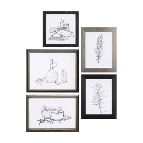 Herb Sketch I ,II by Mercana Studio a Hand Embellished Textured Framed Art Print from Mercana - Luna Furniture