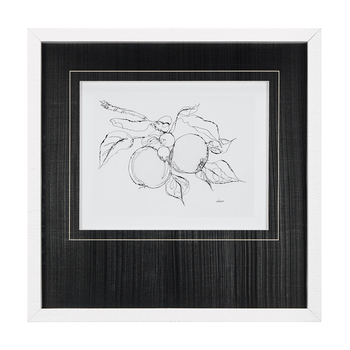 Fruit Sketch Apple by Mercana Studio a Hand Embellished Textured Framed Art Print Matted under Glass from Mercana - Luna Furniture