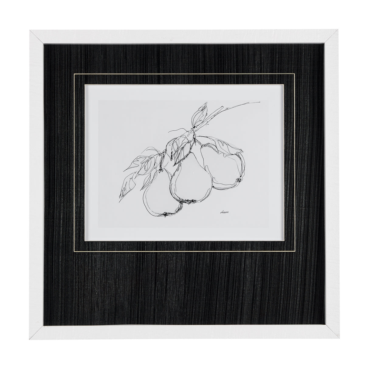Fruit Sketch Pear by Mercana Studio a Hand Embellished Textured Framed Art Print Matted under Glass from Mercana - Luna Furniture
