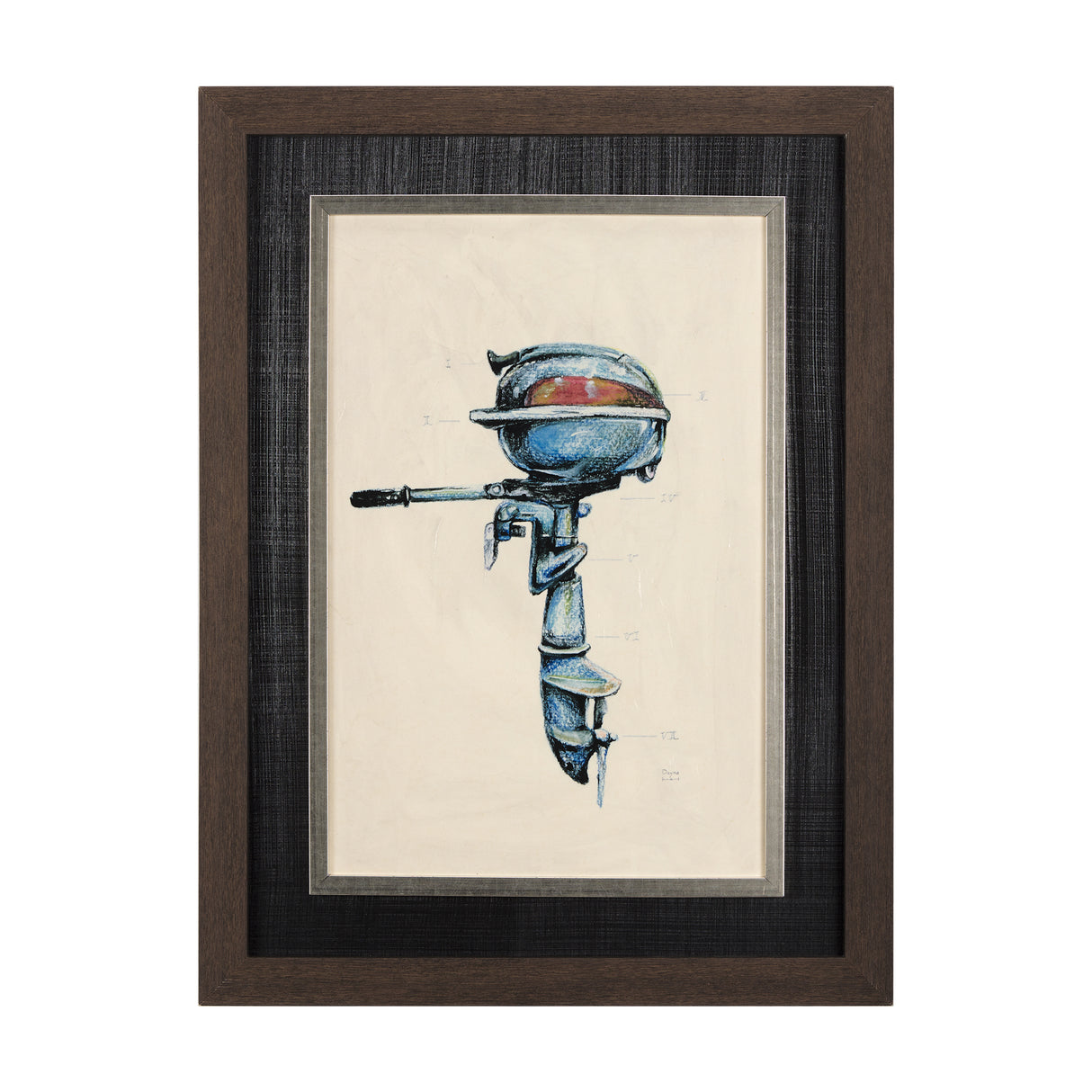 Vintage Motor I by Mercana Studio a Hand Embellished Textured Framed Art Print from Mercana - Luna Furniture