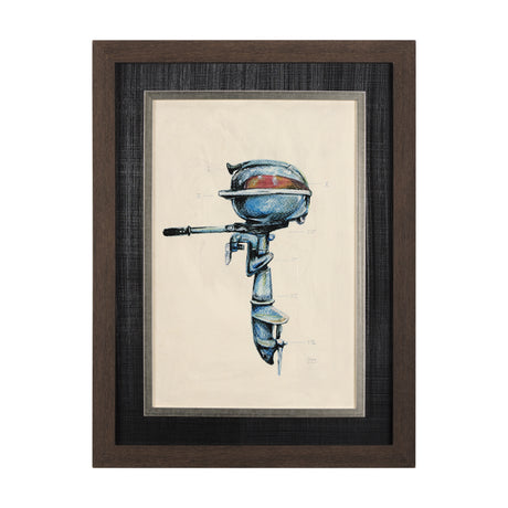 Vintage Motor I by Mercana Studio a Hand Embellished Textured Framed Art Print from Mercana - Luna Furniture
