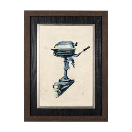 Vintage Motor II by Mercana Studio a Hand Embellished Textured Framed Art Print from Mercana - Luna Furniture