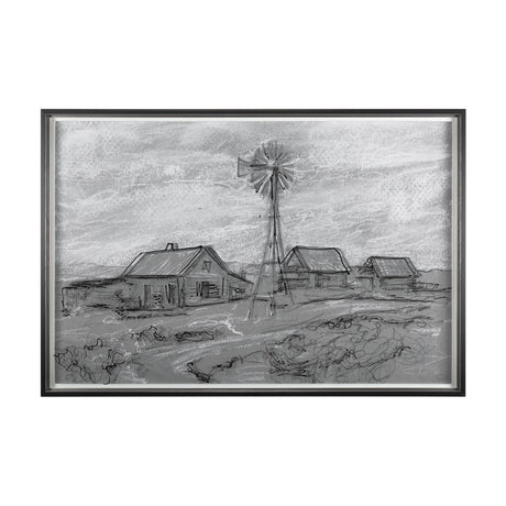 Farm view sketch I by Mercana Studio a Hand Embellished Textured Framed Art Print Matted under Glass from Mercana - Luna Furniture