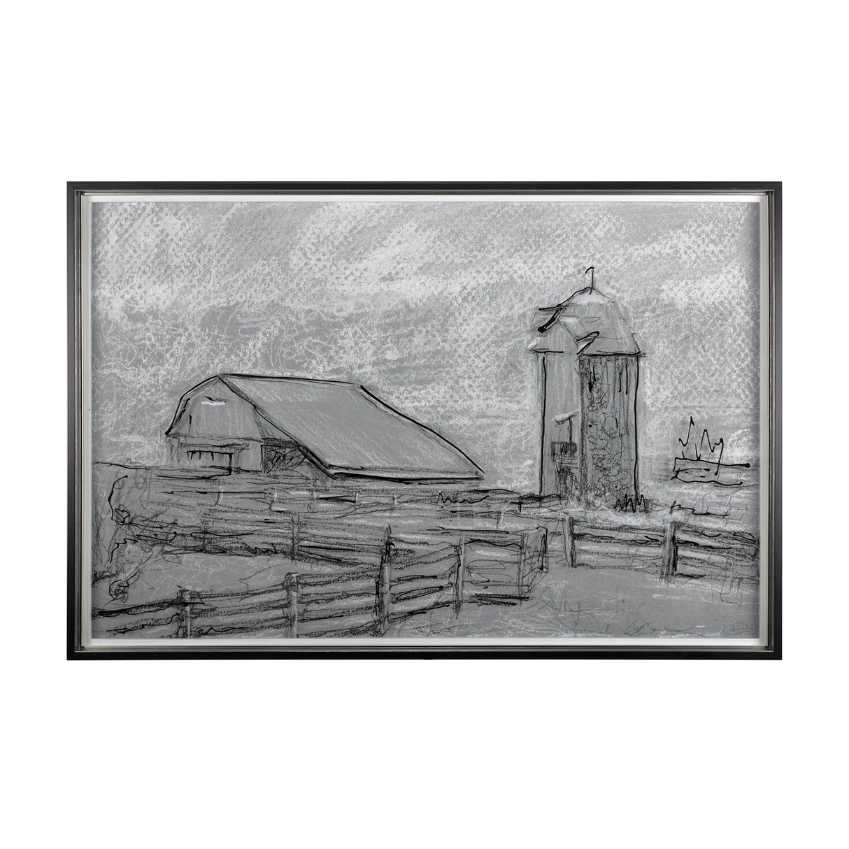 Farm view sketch II by Mercana Studio Hand Embellished Textured Framed Art Print Matted under Glass from Mercana - Luna Furniture