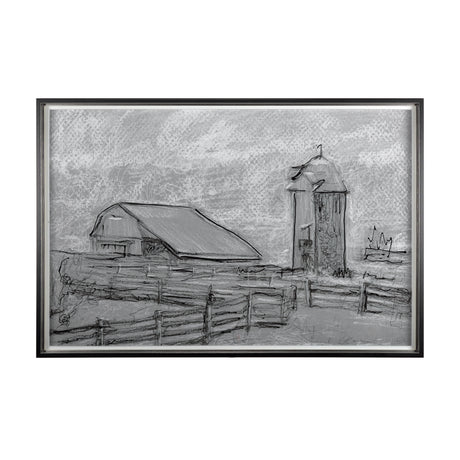 Farm view sketch II by Mercana Studio Hand Embellished Textured Framed Art Print Matted under Glass from Mercana - Luna Furniture