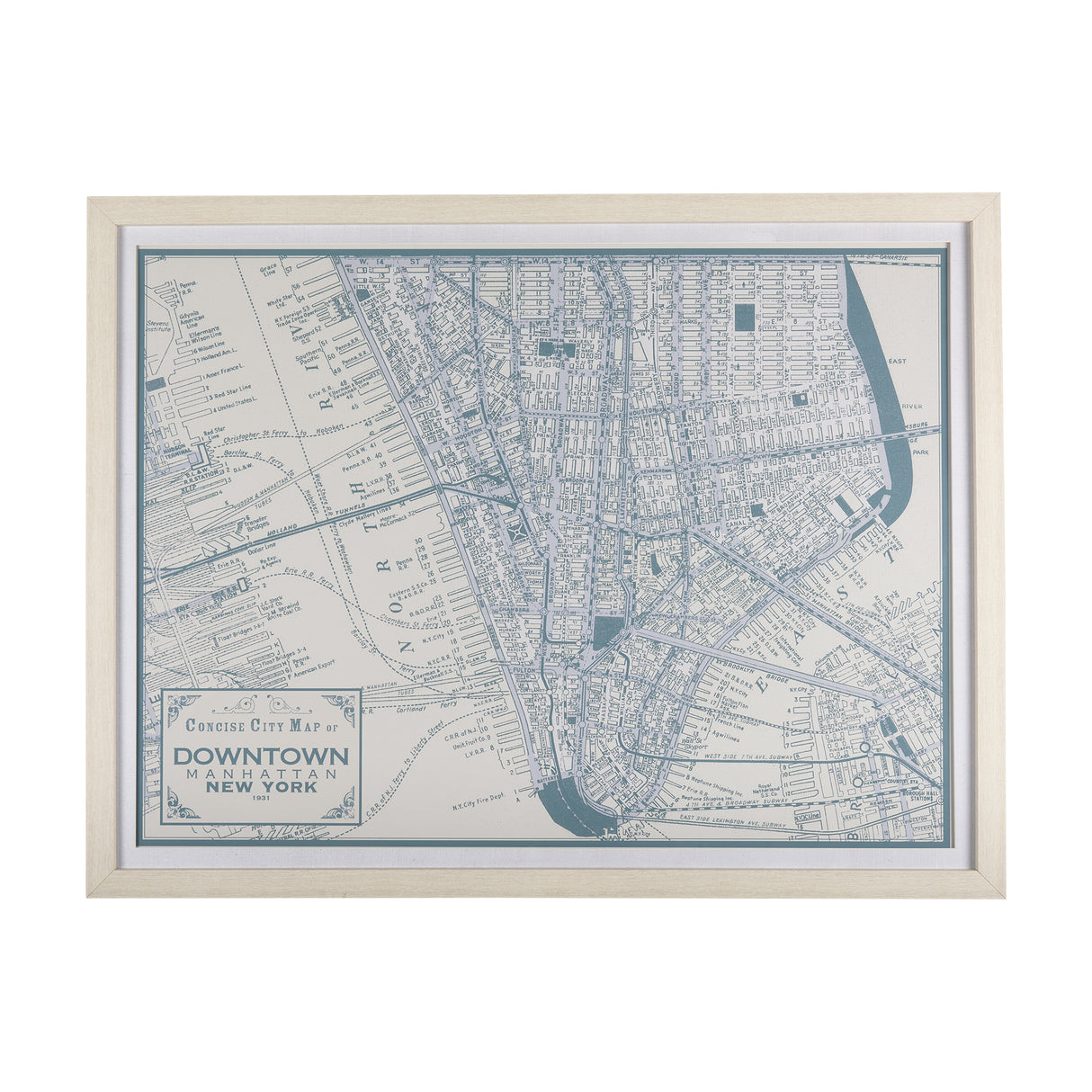 Manhattan Map II by Mercana Studio a Hand Embellished Textured Framed Art Print Matted under Glass from Mercana - Luna Furniture