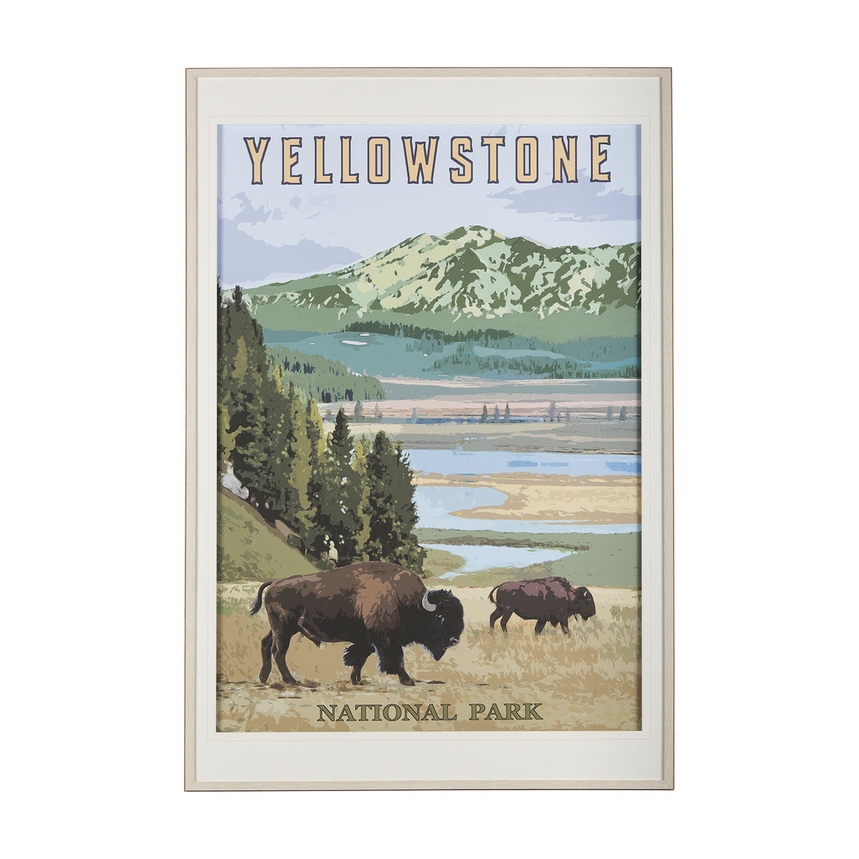 National Park - Yellowstone by Mercana Studio a Framed Art Print Matted under Glass from Mercana - Luna Furniture